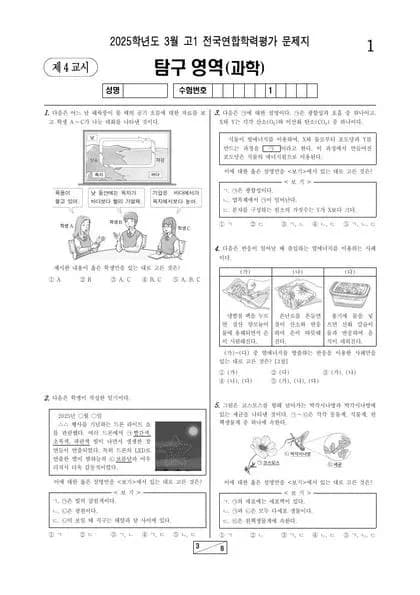 2025년 3월 고1 과학 썸네일 이미지