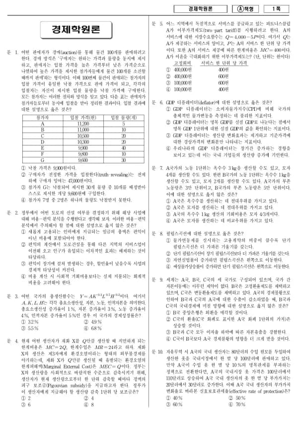 2016년 제2회 지방공무원 7급 경제학원론 (A)