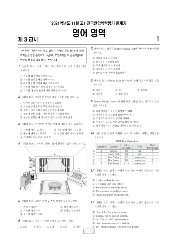 2021년 11월 고1 영어