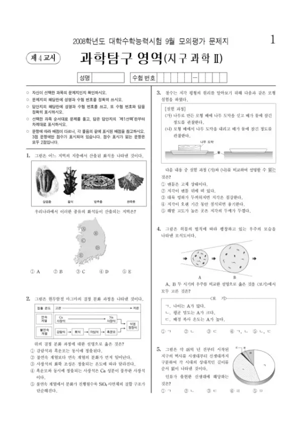 2008학년도 9월 모평(평가원) 지구과학II