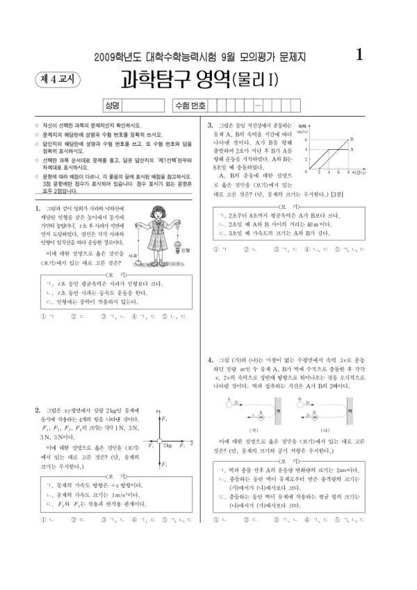 2009학년도 9월 모평(평가원) 물리I