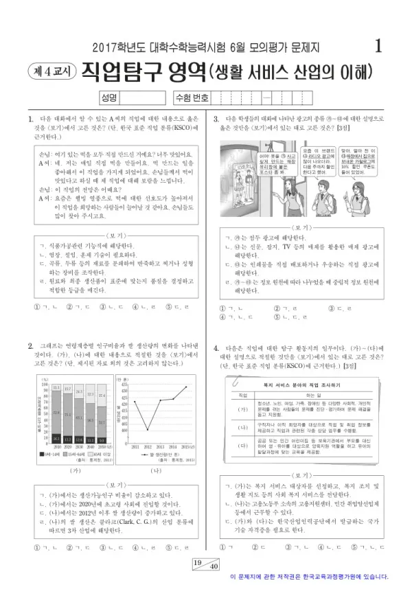 2017학년도 6월 모평(평가원) 생활 서비스 산업의 이해