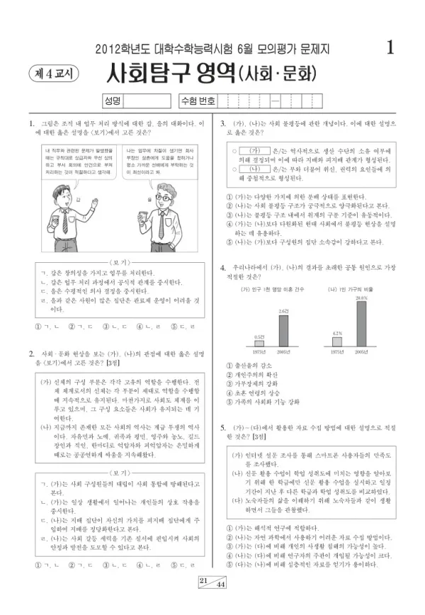 2012학년도 6월 모평(평가원) 사회문화