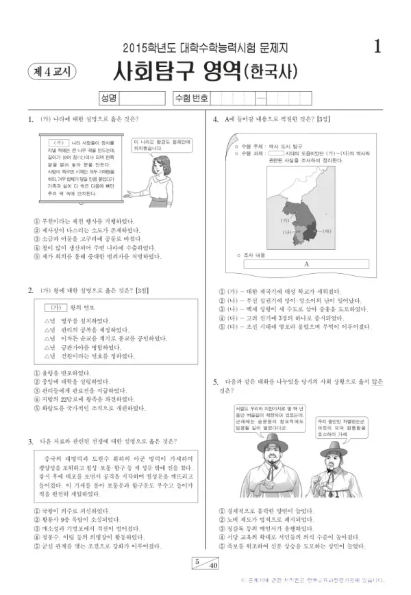 2015학년도 수능 한국사