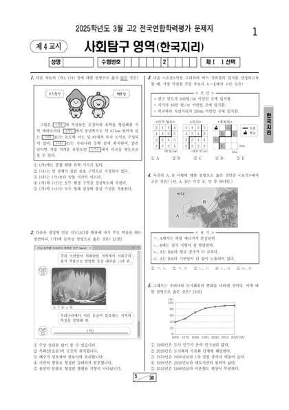 2025년 3월 고2 한국지리 썸네일 이미지