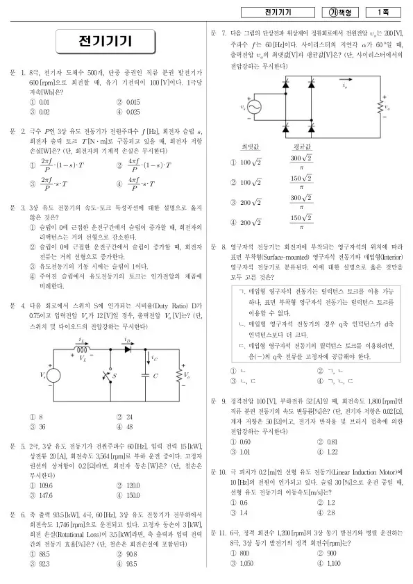 2017년 국가공무원 7급 전기기기 (가)