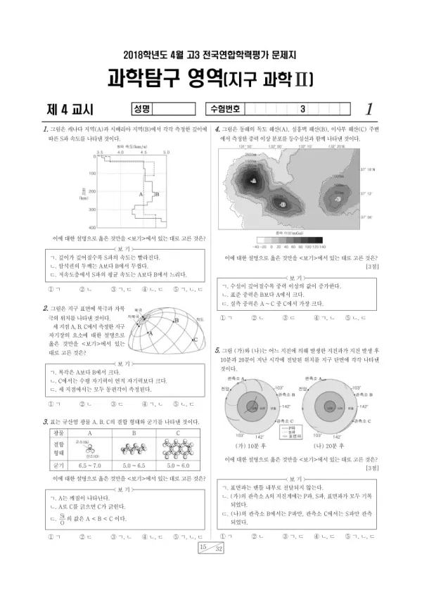 2018년 4월 고3 학평(경기) 지구과학II
