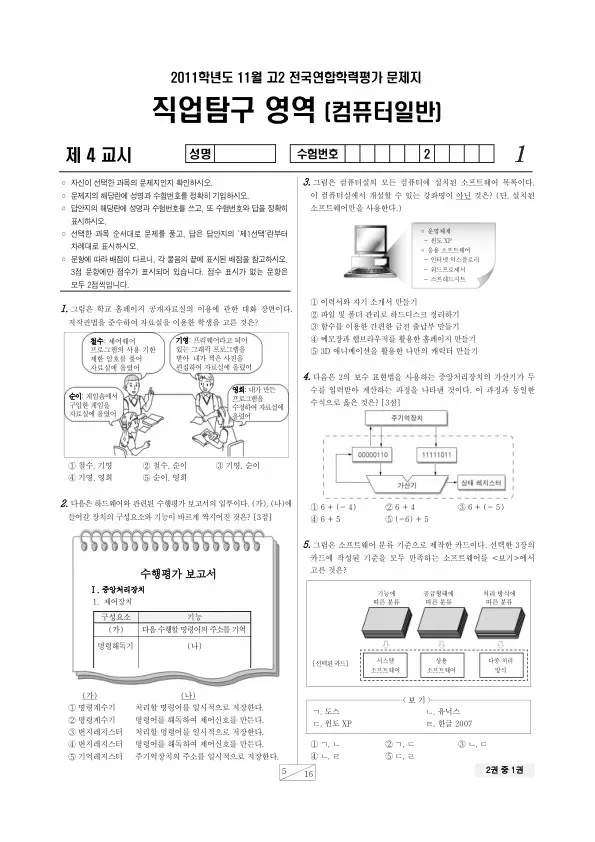 2011년 11월 고2 학평(경기) 컴퓨터일반