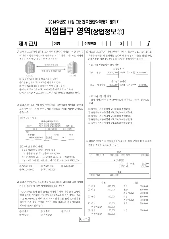 2014년 11월 고2 학평(경기) 상업정보2