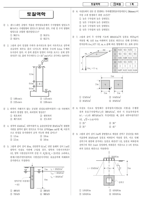 2017년 국가공무원 7급 토질역학 (가)