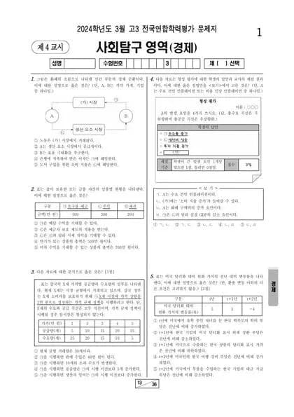 2024년 3월 고3 사회탐구 경제 썸네일 이미지