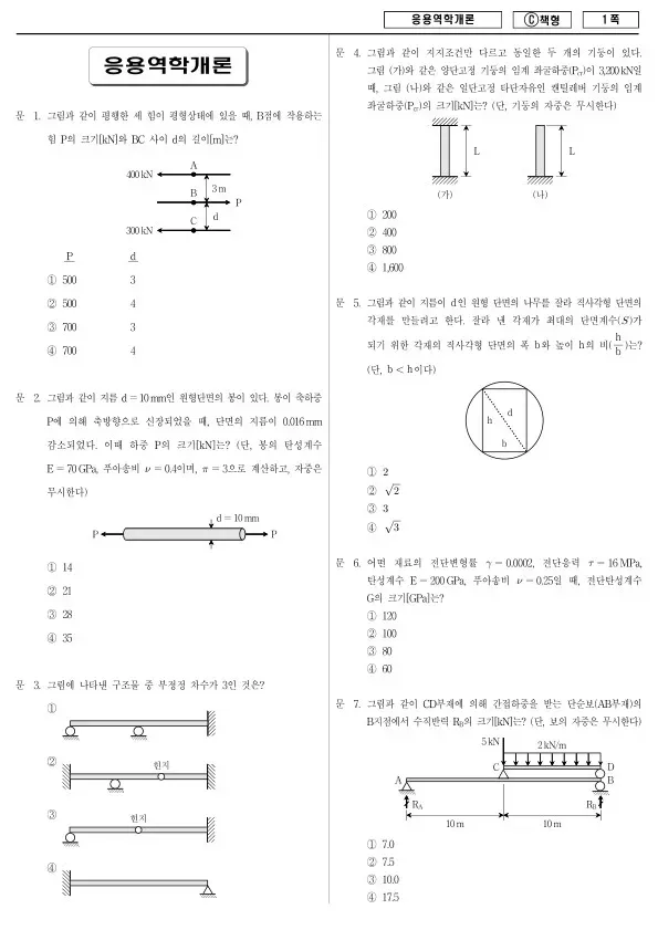 2018년 제2회 지방공무원 9급 경력경쟁 응용역학개론 (C)