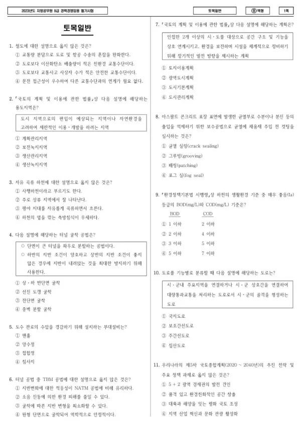 2023년 제2회 지방공무원 9급 경력경쟁 토목일반 (B)