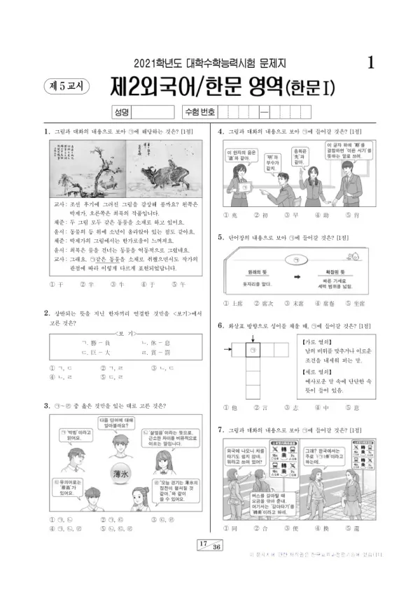 2021학년도 수능 한문I
