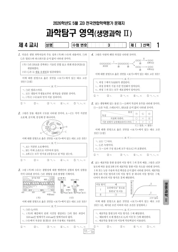 2026년 5월 고3 학평(경기) 생명과학II