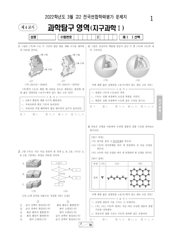 2022년 3월 고2 과학탐구 지구과학 I