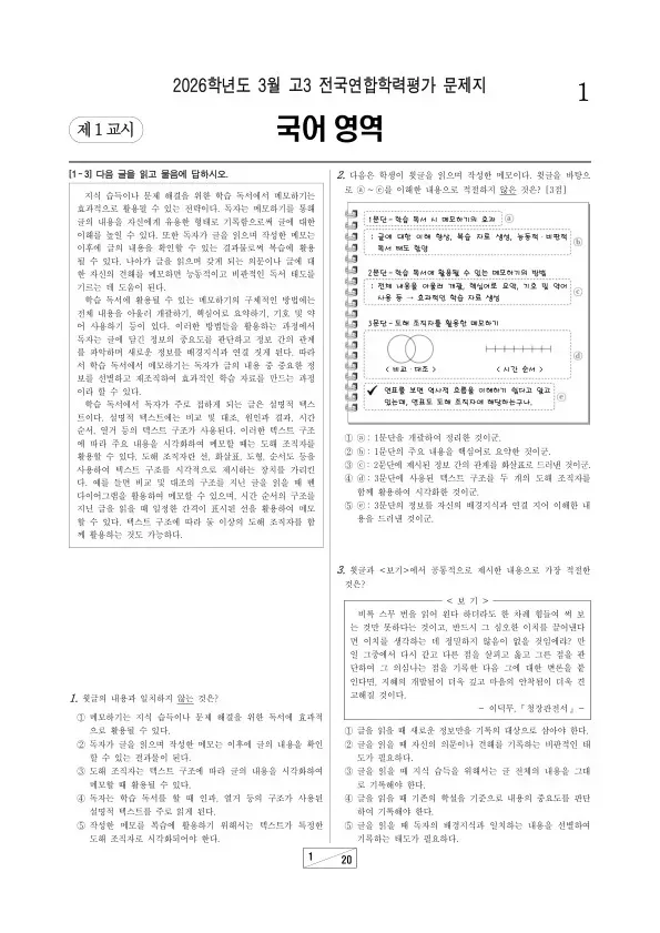 2026년 고3 3월 학평(서울) 화법과 작문