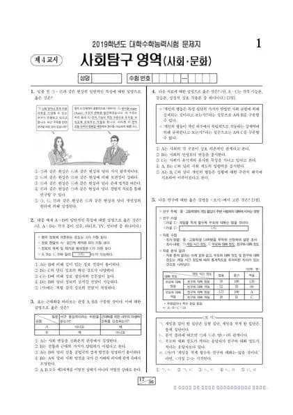 2019학년도 수능 사회 문화