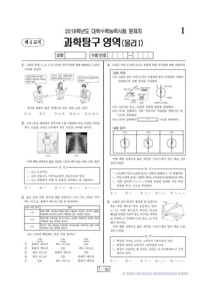 2019학년도 수능 물리 I