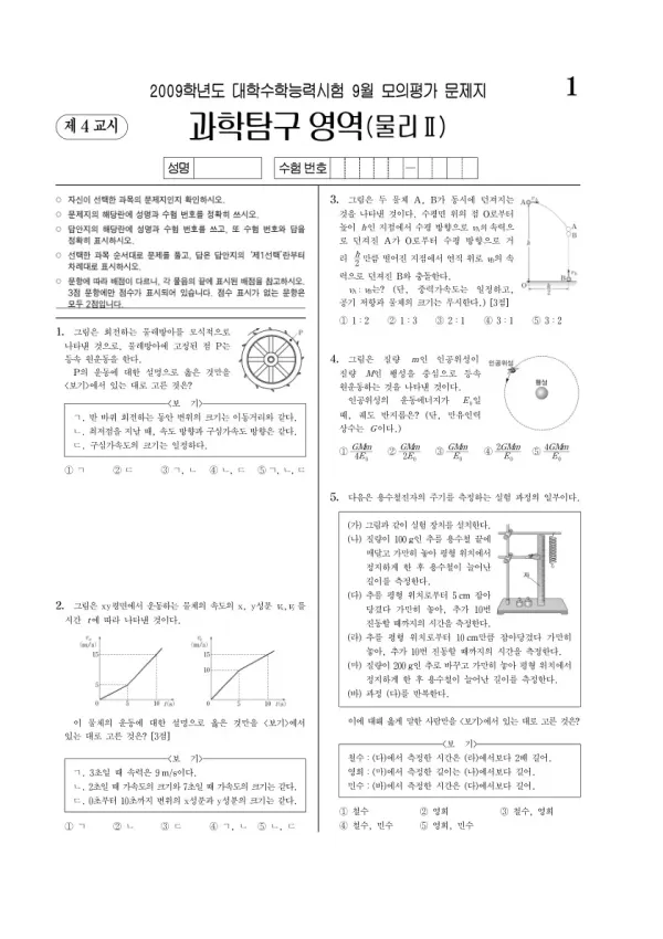 2009학년도 9월 모평(평가원) 물리II
