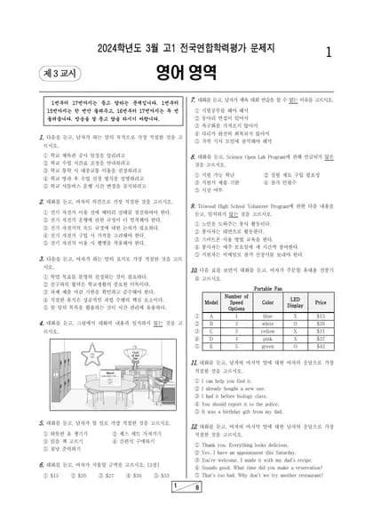2024년 3월 고1 영어 썸네일 이미지
