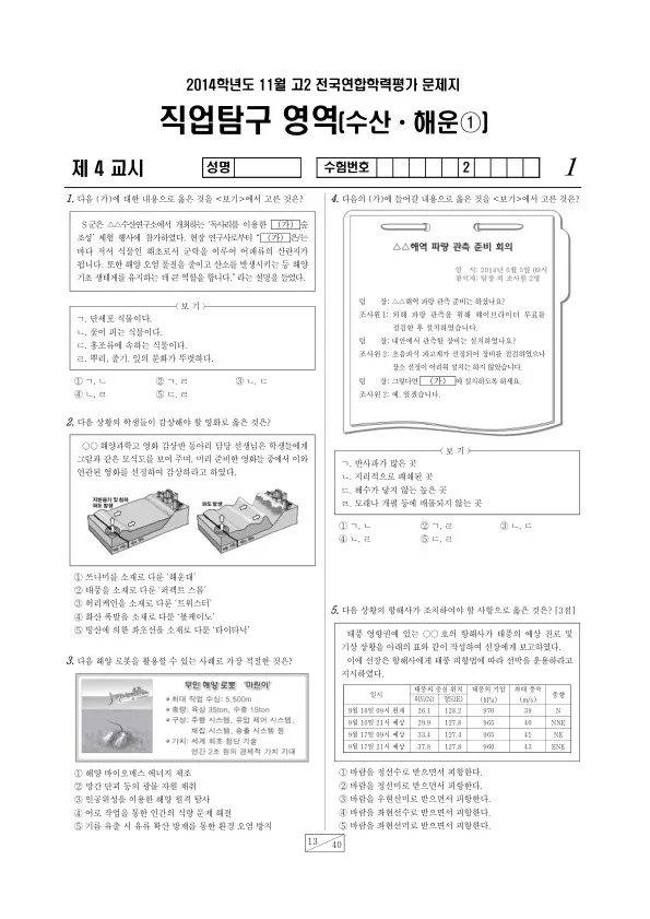 2014년 11월 고2 학평(경기) 수산해운1