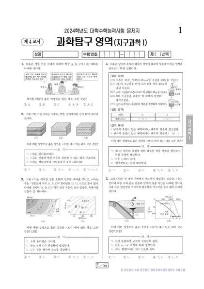 2024년 수능 과학탐구 지구과학 I 썸네일 이미지