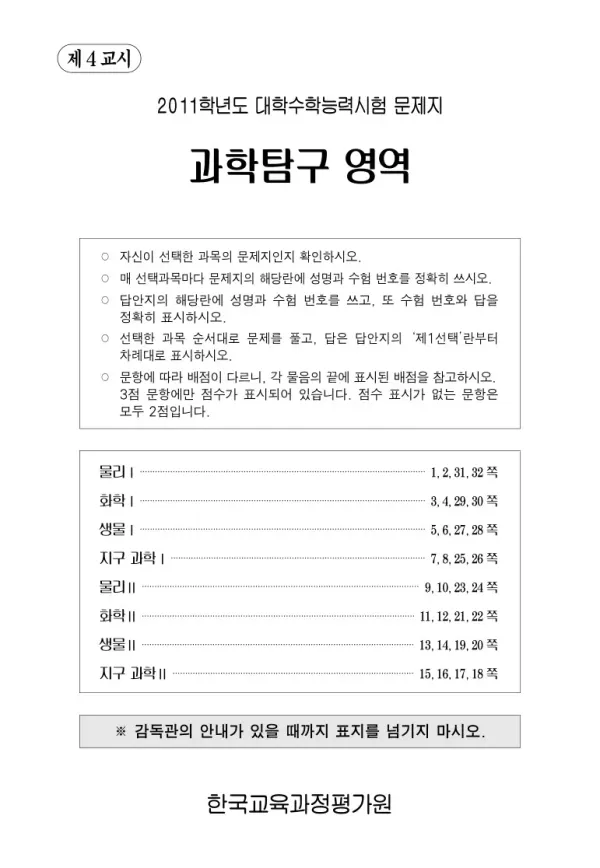 2011학년도 수능 물리I