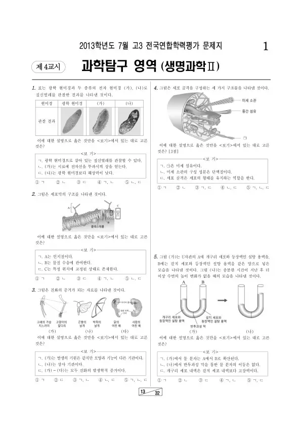 2013년 7월 고3 학평(인천) 생명과학II