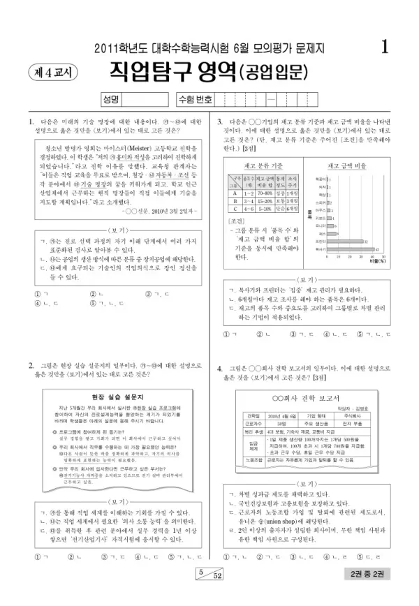 2011학년도 6월 모평(평가원) 공업입문