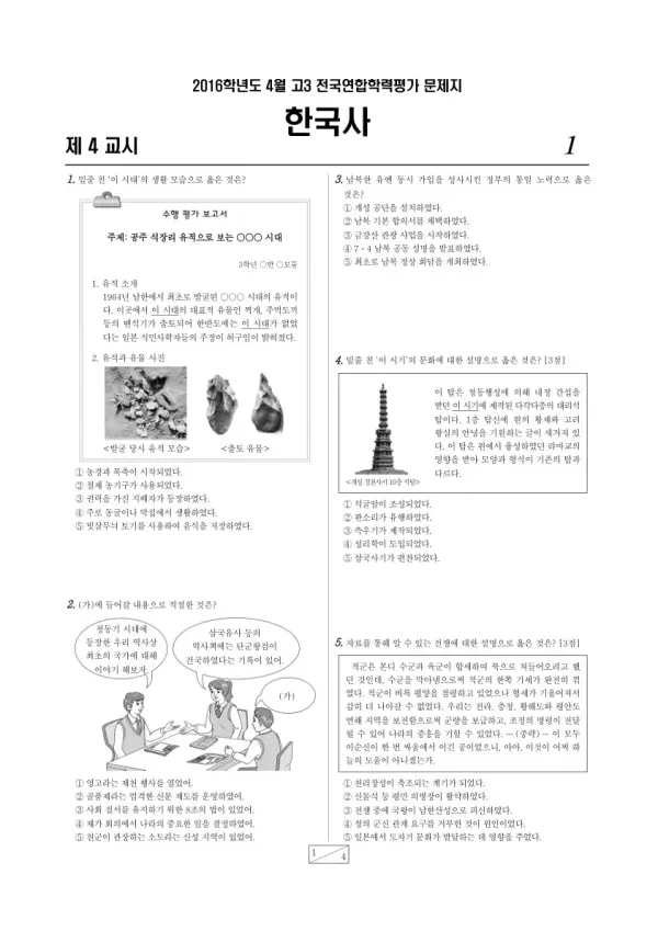 2016년 4월 고3 학평(경기) 한국사