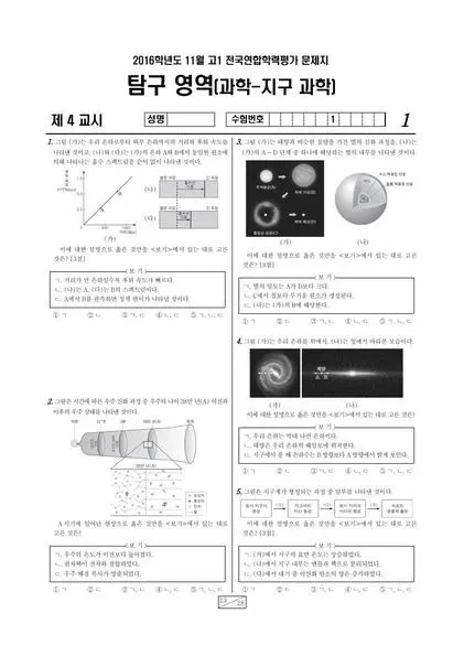 2016년 11월 고1 지구과학