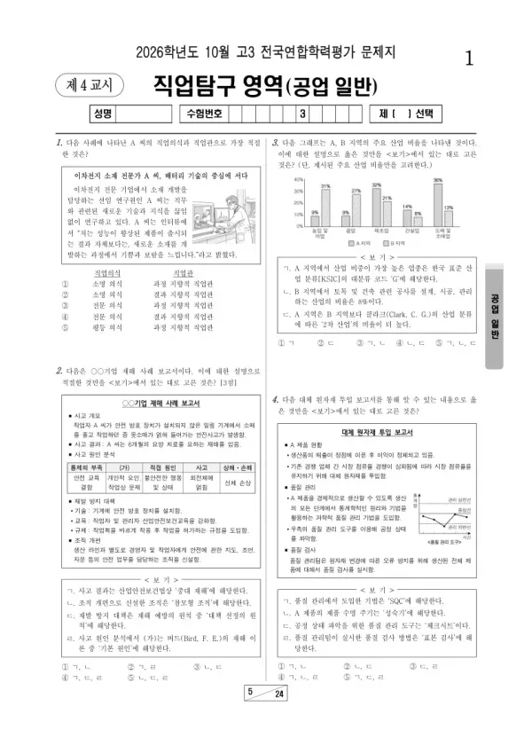 2026년 고3 10월 학평(서울) 공업 일반