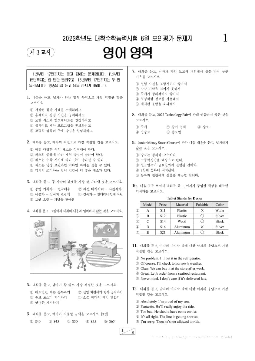 2023년 6월 고3 영어 썸네일 이미지