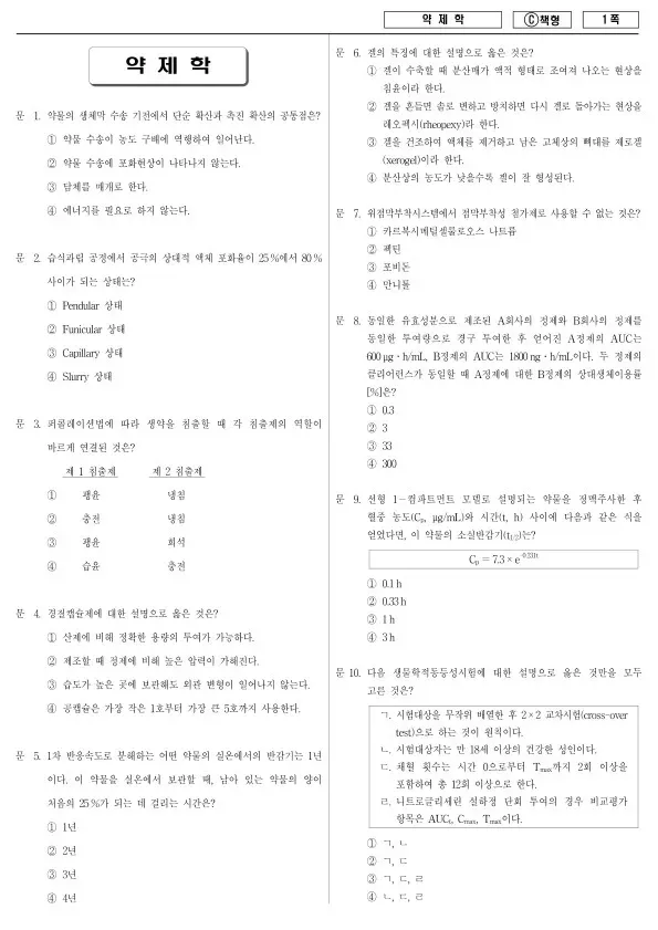 2016년 제2회 지방공무원 7급 약제학 (C)