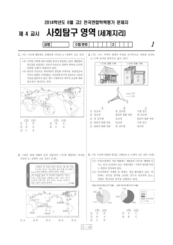 2014년 6월 고2 학평(부산) 세계지리