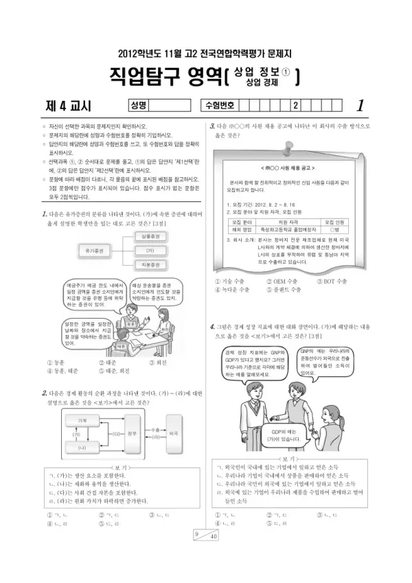 2012년 11월 고2 학평(경기) 상업정보①