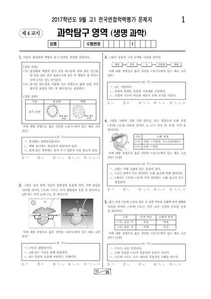 2017년 9월 고1 과학탐구 생명과학 I