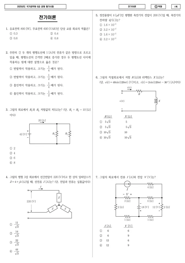 2025년 국가공무원 9급 전기이론 (나)