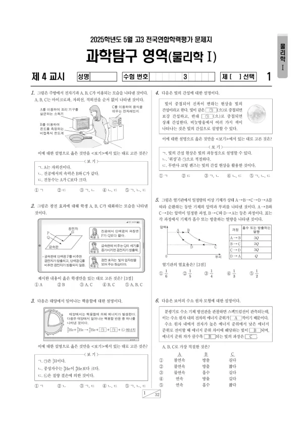 2025년 5월 고3 과학탐구 물리학 I
