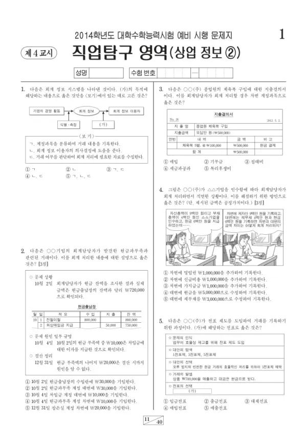 2014학년도 수능 예비시행(평가원) 상업정보②