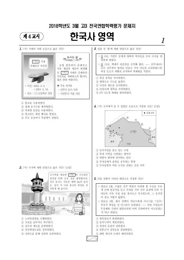 2018년 3월 고3 한국사