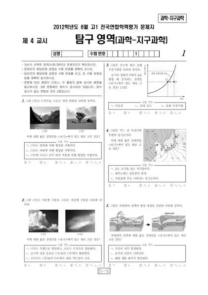 2012년 6월 고1 학평(서울) 지구과학