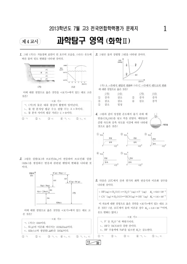 2013년 7월 고3 학평(인천) 화학II