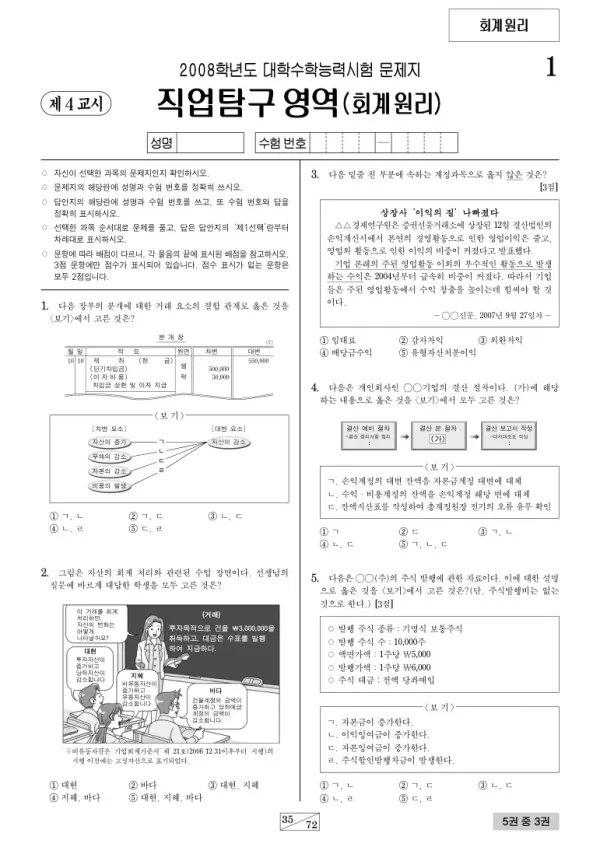2008학년도 수능 회계원리