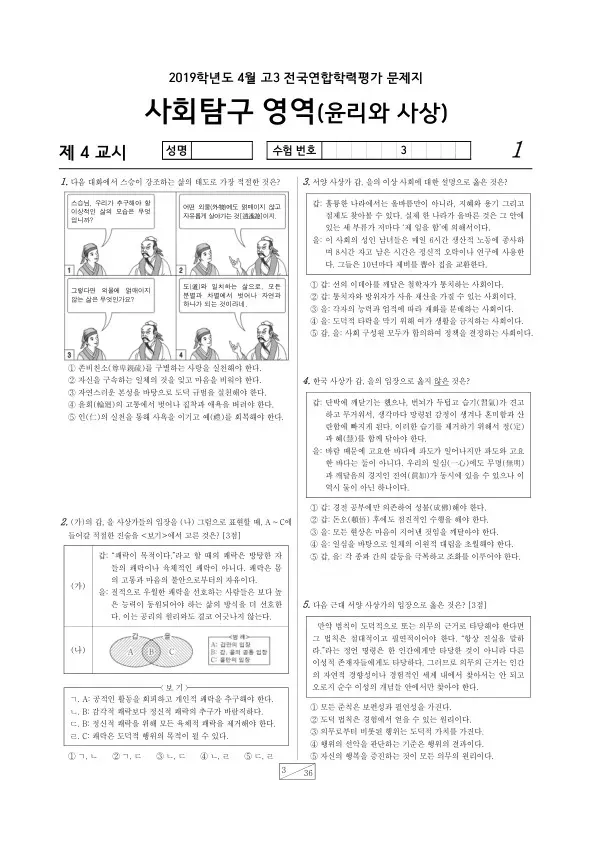2019년 4월 고3 학평(경기) 윤리와사상
