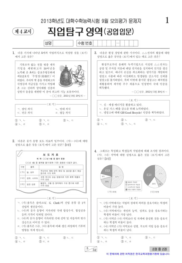 2013학년도 9월 모평(평가원) 공업입문