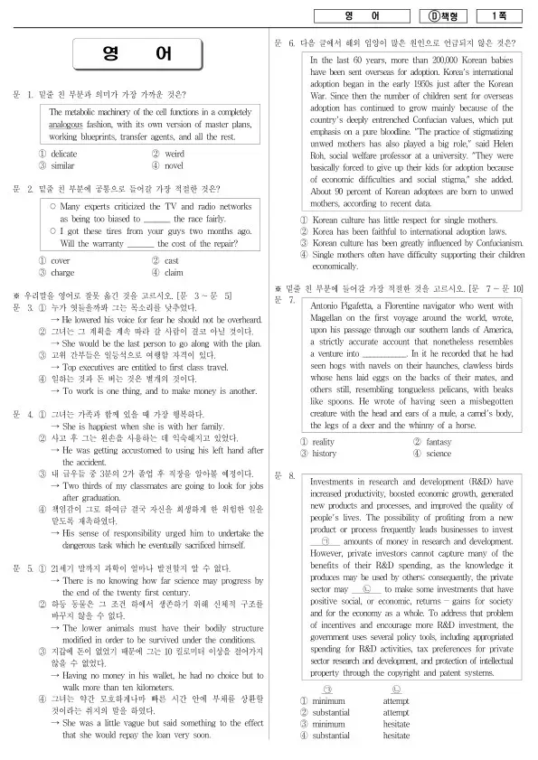 2014년 국가공무원 7급 영어 (D)