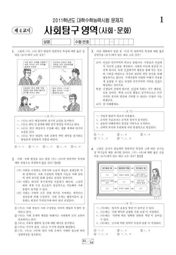 2011학년도 수능 사회문화