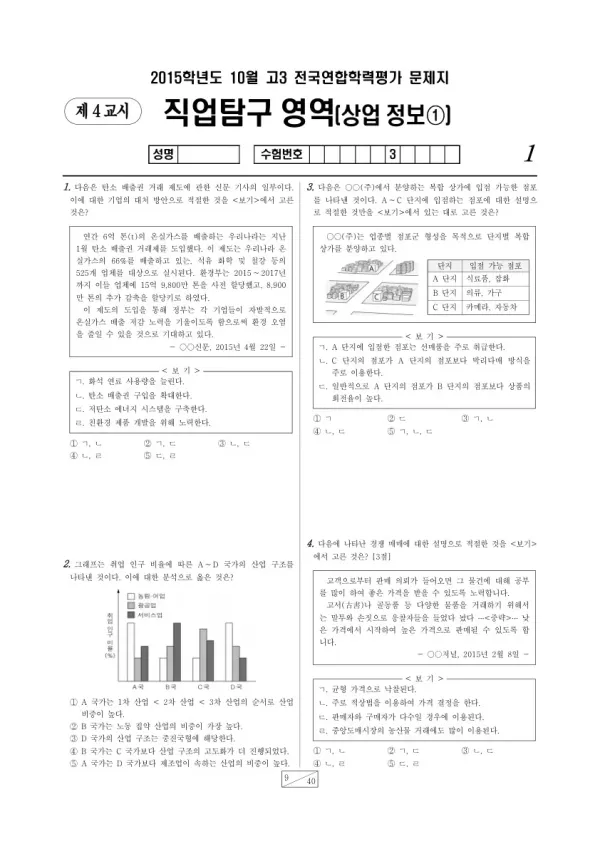2015년 10월 고3 학평(서울) 상업정보1